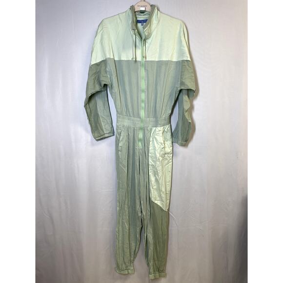 PARADISED Kelsey Track Suit Sporty Zip Jumpsuit Color Block Green Size L $450 - Picture 2 of 13